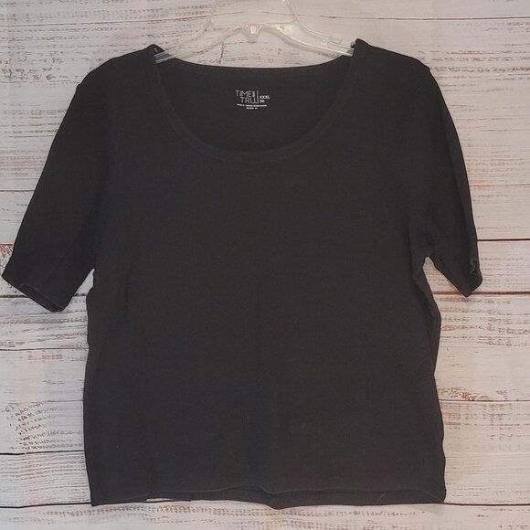 Time and Tru Black Quarter Sleeve Top Women's Size XXXL (22) - Picture 1 of 4